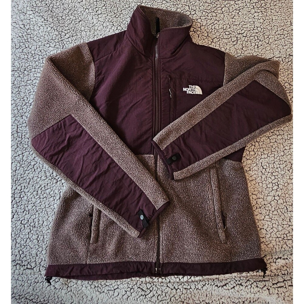 The North Face Womens Medium Denali Polartec Fleece Jacket Plum Taupe Brown Full